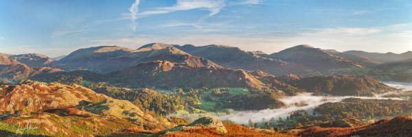 The Fairfield range rises above the mists on a glorious autumn morning. This was captured from the top of Black Crag above Tarn Hows, Coniston.
Please click on the image to explore the size, media, and price options.