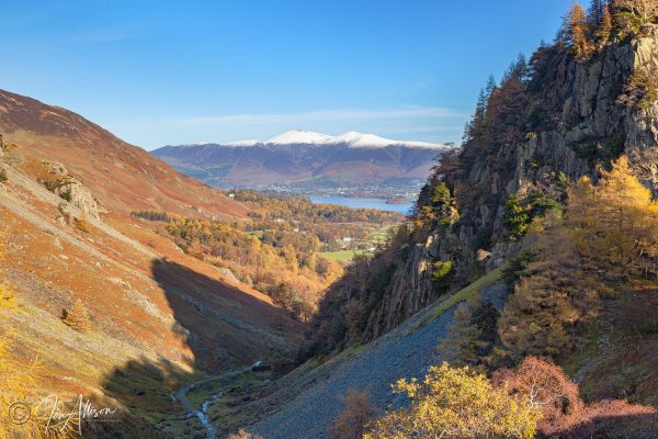 A glorious view along the gorge below Castle Crag, Borrowdale. Snow capped Skiddaw is clearly visible in the distance. Canon EOS 5dMk11; Canon EF 24-105 L IS USM Lens.
A quick click on the picture will open up all size options etc.