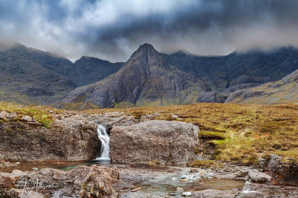 The Delightful Fairy Pools, Sgurr an Fheadain, on the magic Isle of Skye. There is a wonderful circular walk from the car park that takes one through the most impressive scenery, below the towering Waterpipe Gully.