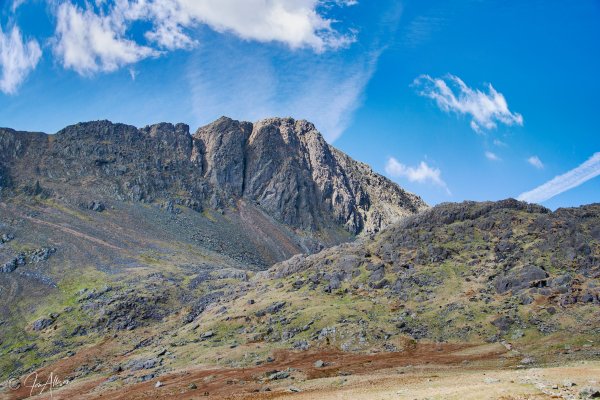 Dow Crag, above Coniston, looks imposing as it towers high above Goats Water. This is taken from the Walna Scar track up from Coniston. Glance upward at this point  and you can't miss it...!
Try clicking on the picture to expand and explore the options...