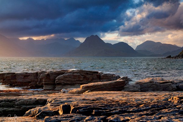 Here again the mighty Black Cuillin are seen across Loch Scavaig from Elgol, Isle of Skye, at sunset. Truly stunning location, but busy with pesky photographers these days...!!