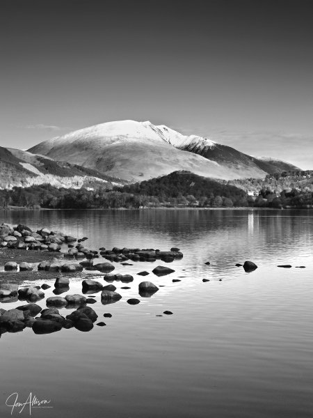 This is a wonderful photograph of a snow capped Blencathra reflected in Derwentwater. Winter is such an inspirational time for photographers as it's so often crispy and clear.
